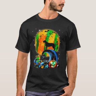 Irish Wolfhound And Yellow Moon Halloween Funny Do T-Shirt