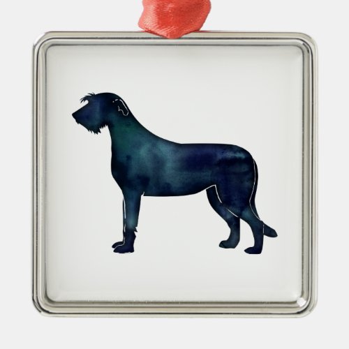 Irish Wolfhound Black Watercolor Silhouette Metal Ornament