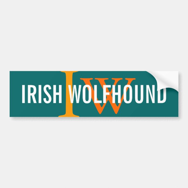 Irish Wolfhound Breed Monogram Bumper Sticker (Front)