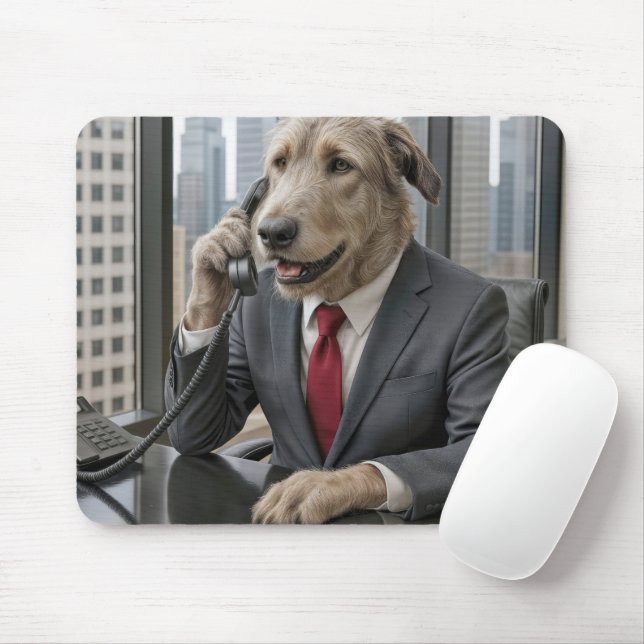 Irish Wolfhound Businessman In an Office Mouse Pad (With Mouse)