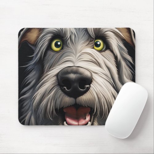 Irish Wolfhound Cartoon Mouse Pad