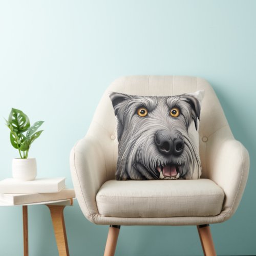 Irish Wolfhound Cartoon Throw Pillow