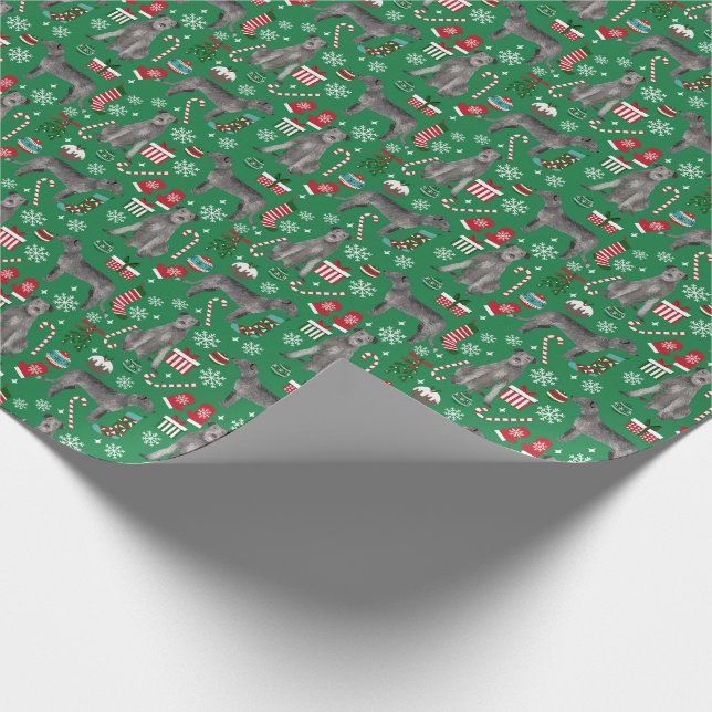 Irish Wolfhound Christmas dog Wrapping Paper (Corner)