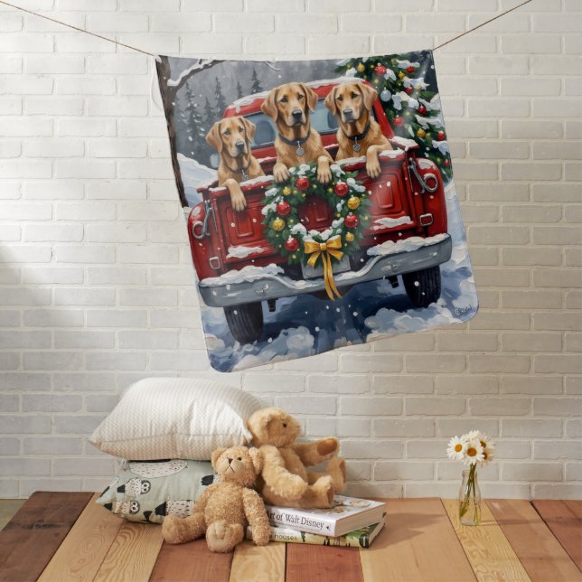 Irish Wolfhound Christmas Red Truck Holiday Gift Baby Blanket (In Situ)