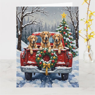 Irish Wolfhound Christmas Red Truck Holiday Gift Card