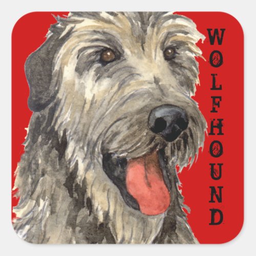 Irish Wolfhound Color Block Square Sticker