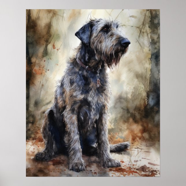 Irish Wolfhound Dog Art Print Poster (Front)