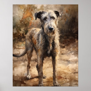 Irish Wolfhound Dog Art Print Poster