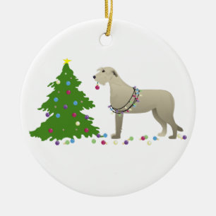 Irish Wolfhound Dog Breed Silhouette Christmas Ceramic Ornament
