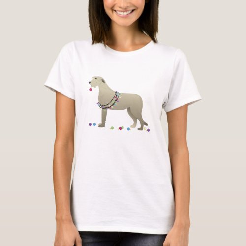 Irish Wolfhound Dog Breed Silhouette Christmas T_Shirt