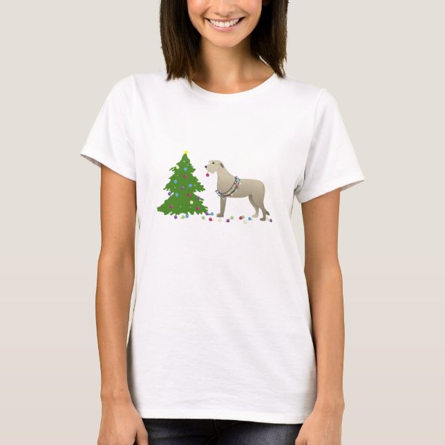 Irish Wolfhound Dog Breed Silhouette Christmas T-Shirt (Front)