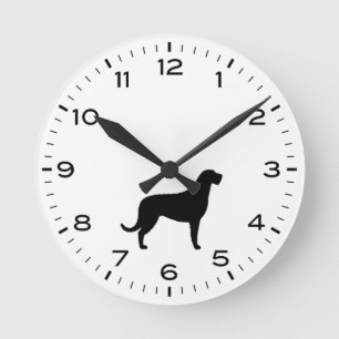 Irish Wolfhound Dog Breed Silhouette Round Clock