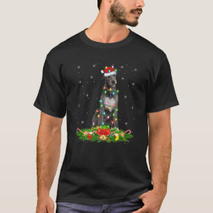 Irish Wolfhound Dog Christmas Lights Funny Santa H T-Shirt