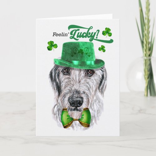 Irish Wolfhound Dog Feelin Lucky St Patricks Day Holiday Card