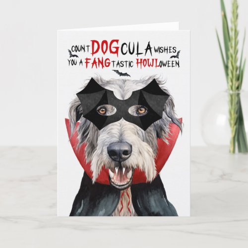 Irish Wolfhound Dog Funny Count DOGcula Halloween Holiday Card