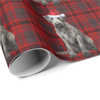 Irish Wolfhound Dog Funny Holiday Plaid Christmas Wrapping Paper