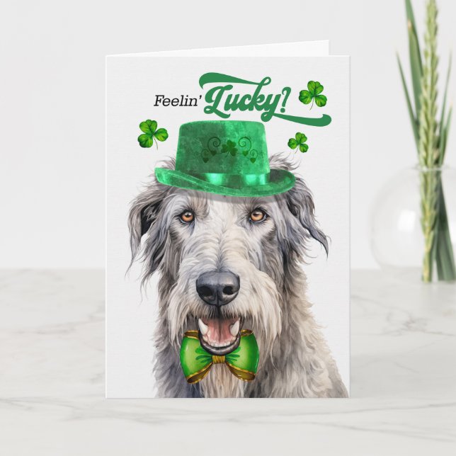 Irish Wolfhound Dog Funny St Patrick's Day Holiday Card (Front)