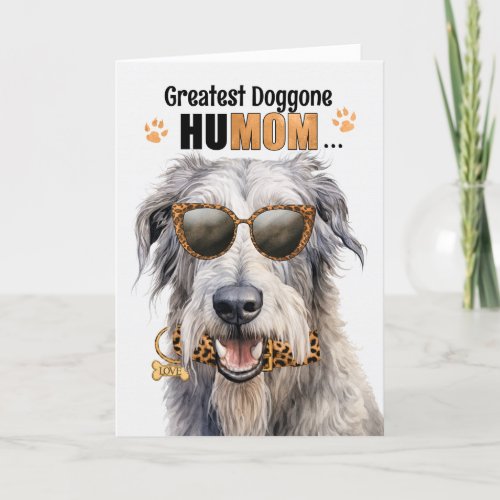 Irish Wolfhound Dog Greatest HuMOM Mothers Day Holiday Card