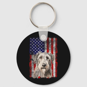 Irish Wolfhound Dog Lover Flag 4th of July Keychain
