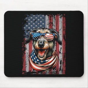 Irish Wolfhound Dog Lover Us Flag 4th Of July Patr Mouse Pad
