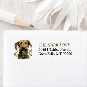 Irish Wolfhound Dog Shamrocks Return Address Label