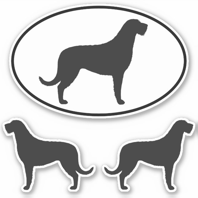 Irish Wolfhound Dog Silhouettes Vinyl Sticker Set (Front)