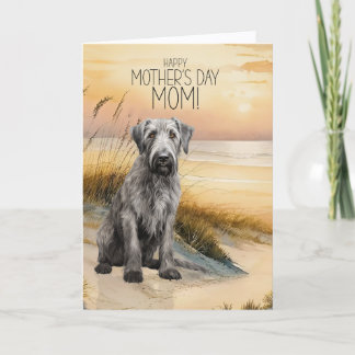 Irish Wolfhound Dog Sunset Beach Mother's Day Holiday Card