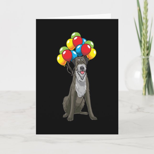 Irish Wolfhound Dog With Balloons Card (Front)