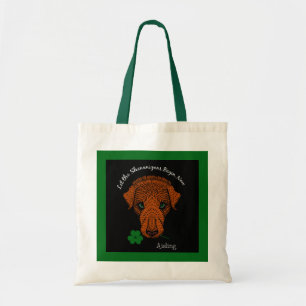 Irish Wolfhound Dog with Shamrock and Your Name Tote Bag