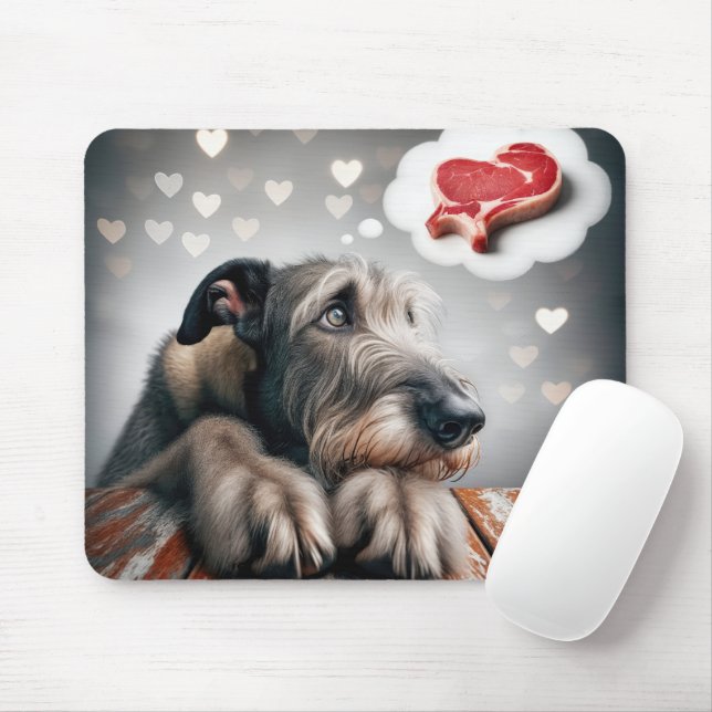 Irish Wolfhound Dreaming About Steak Mouse Pad (With Mouse)