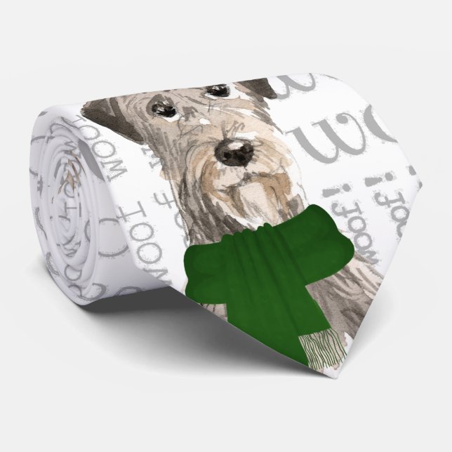 Irish Wolfhound Funny Woof Christmas Dog Lover Neck Tie (Rolled)
