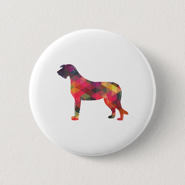 Irish Wolfhound Geometric Pattern Silhouette Multi Button (Front)