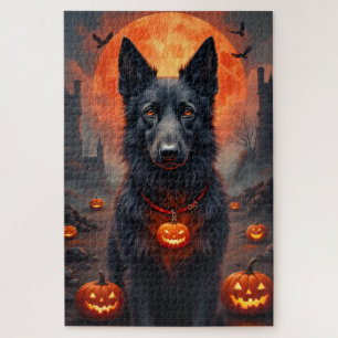 Irish Wolfhound Gothic Halloween Portrait Art Jigsaw Puzzle