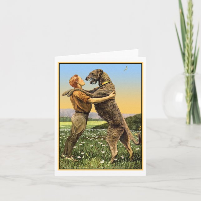 "Irish Wolfhound Greeting" Card (Front)
