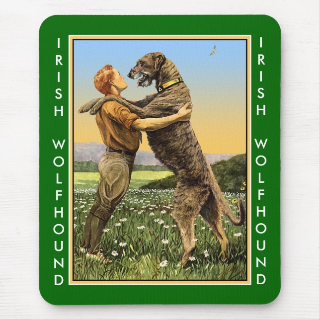 Irish Wolfhound Greeting Mouse Pad (Front)
