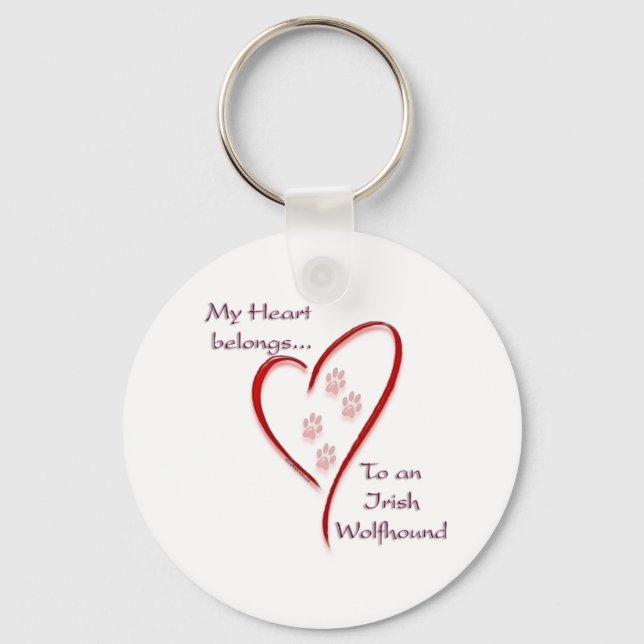 Irish Wolfhound Heart Belongs Keychain (Front)
