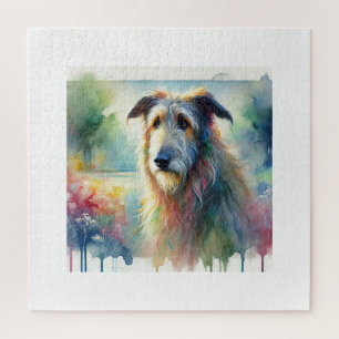 Irish Wolfhound in Nature 190924AREF110 - Watercol Jigsaw Puzzle