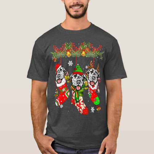 Irish Wolfhound In Socks Christmas Santa Hat T_Shirt
