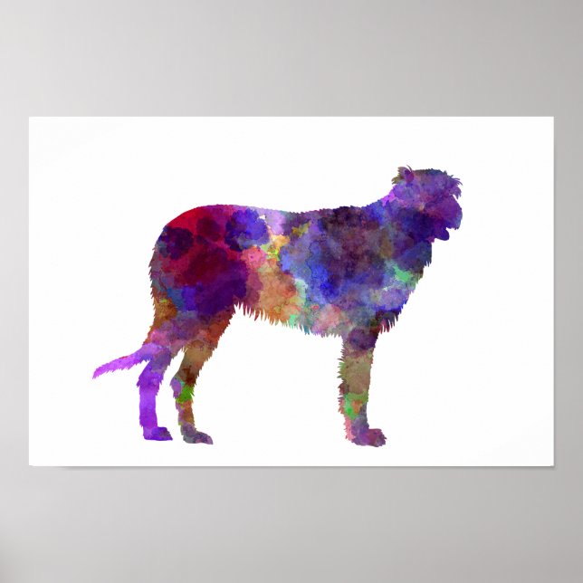 Irish Wolfhound in watercolor Poster (Front)