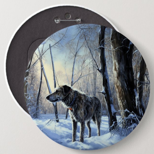 Irish Wolfhound  Let It Snow Christmas Button (Front & Back)
