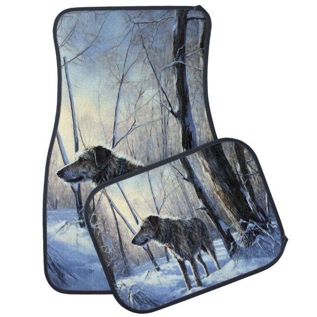 Irish Wolfhound  Let It Snow Christmas Car Floor Mat (Set)