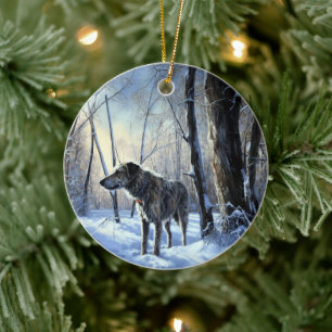 Irish Wolfhound Let It Snow Christmas Ceramic Ornament
