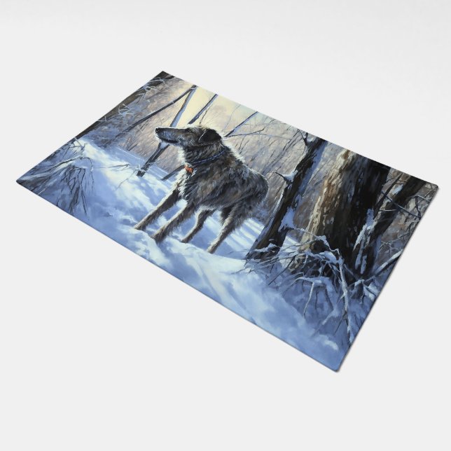 Irish Wolfhound  Let It Snow Christmas Doormat (Angled)