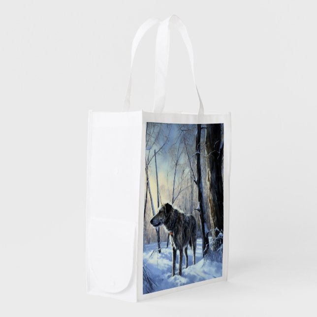 Irish Wolfhound  Let It Snow Christmas Grocery Bag (Front Side)