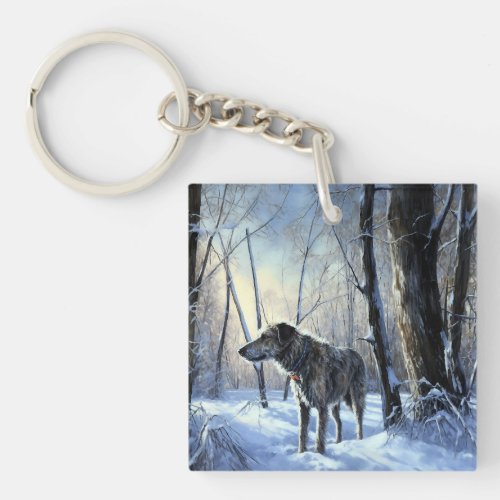 Irish Wolfhound  Let It Snow Christmas Keychain