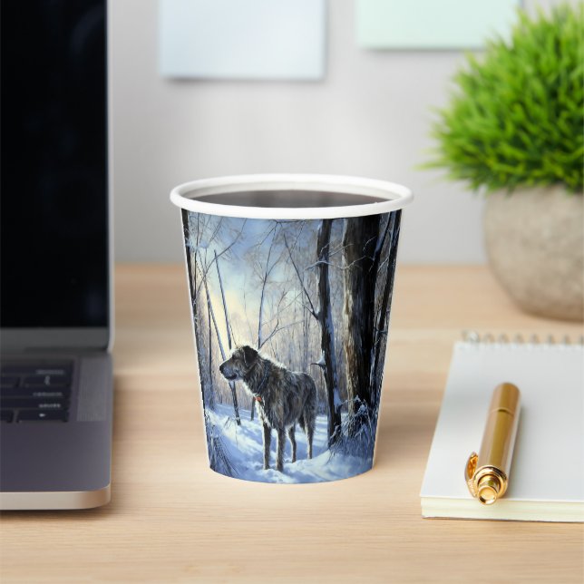Irish Wolfhound  Let It Snow Christmas Paper Cups (Insitu)