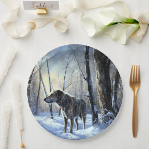 Irish Wolfhound  Let It Snow Christmas Paper Plates