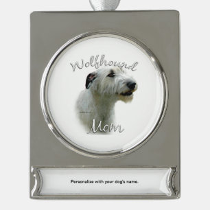 Irish Wolfhound Mom 2 Silver Plated Banner Ornament