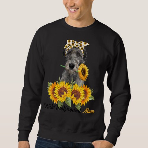 Irish Wolfhound Mom Sunflower Summer Dog Mom Mama  Sweatshirt
