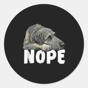 Irish Wolfhound Nope Funny Lazy Pet Dog Cute Classic Round Sticker